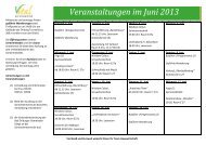 Veranstaltungen im Juni 2013 - in den Vital-Kliniken