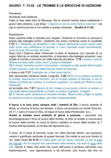 GIUDICI 7. 13-22 LE TROMBE E LE BROCCHE DI GEDEONE - Effata