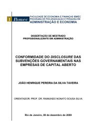 CONFORMIDADE DO DISCLOSURE DAS SUBVENÇÕES ... - Ibmec