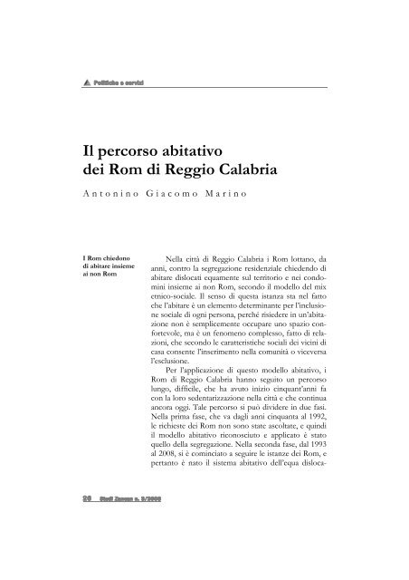 Il percorso abitativo dei Rom di Reggio Calabria - Caritas Italiana