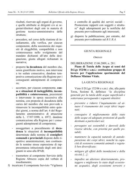 DGR n. 281 del 15.06.2009 - Regione Abruzzo