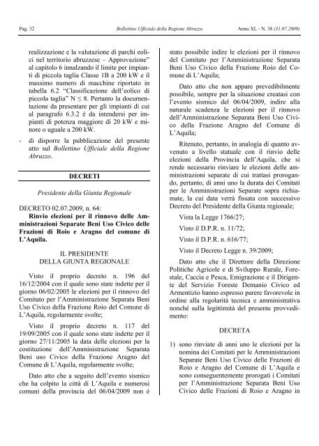 DGR n. 281 del 15.06.2009 - Regione Abruzzo