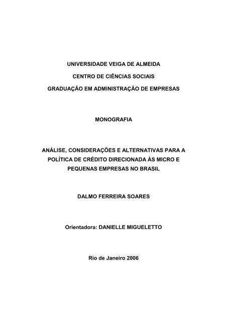 Análise, Considerações e Alternativas para a Política de ... - UVA