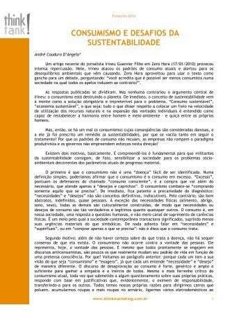 consumismo e desafios da sustentabilidade - Think Marketing