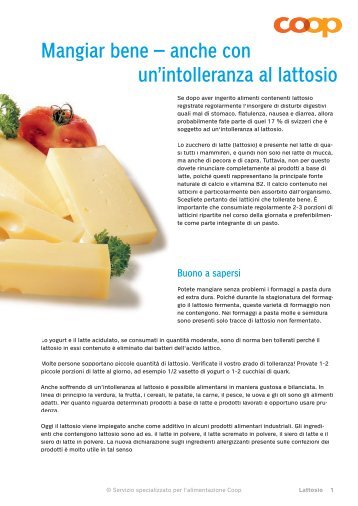 Mangiar bene – anche con un'intolleranza al lattosio - Coop