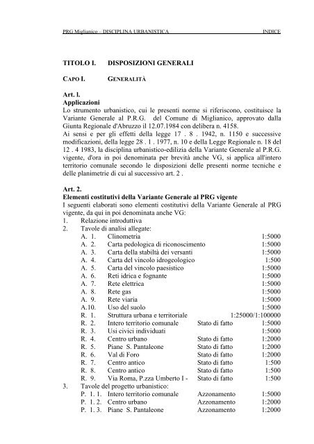 NTA vigenti al 10 gennaio 2012 - Comune di Miglianico