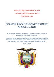 ecuador: rinegoziazione del debito pubblico estero - Dipartimento di ...