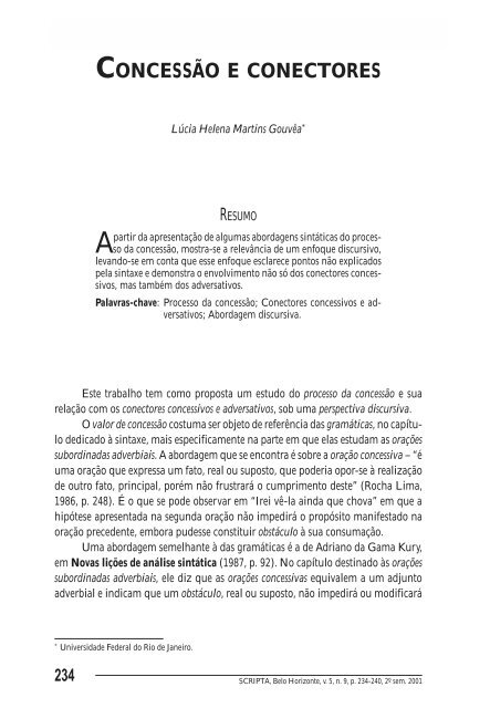 Concessão e conectores. Lúcia Helena Martins Gouvêa - PUC Minas