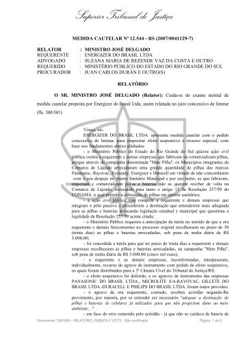 Superior Tribunal de Justiça - Ministério Público do Estado de Goiás