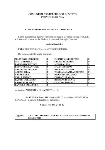 COMUNE DI CASTELFRANCO DI SOTTO PROVINCIA DI PISA
