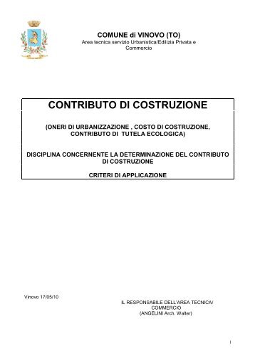 CONTRIBUTO DI COSTRUZIONE - Comune di Vinovo