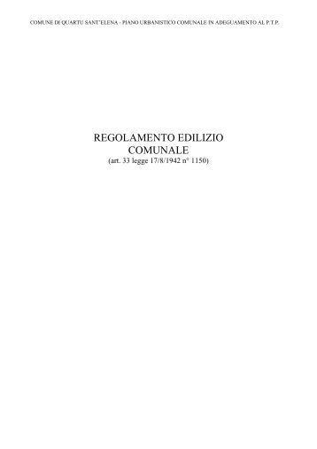 Regolamento Edilizio - Quartu Territorio