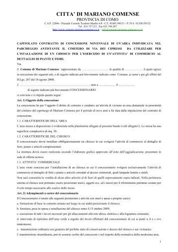 capitolato contratto di concessione novennale di un'area individuata ...