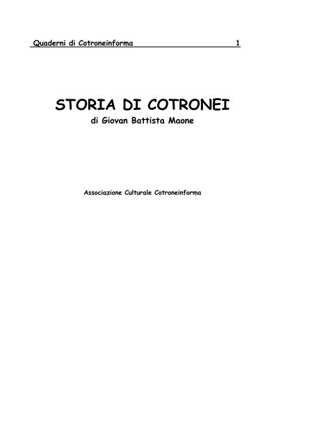 STORIA DI COTRONEI - COTRONEInforma