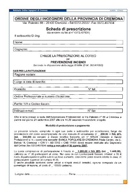 Notiziario Ordine Ingegneri di Cremona - Ordine degli Ingegneri di ...