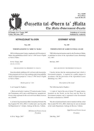 Gazzetta tal-Gvern ta' Malta - Department of Information