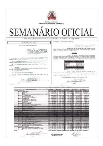 SEMANÁRIO OFICIAL - Prefeitura Municipal de João Pessoa