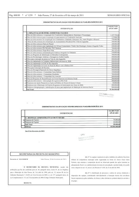 SEMANÁRIO OFICIAL - Prefeitura Municipal de João Pessoa