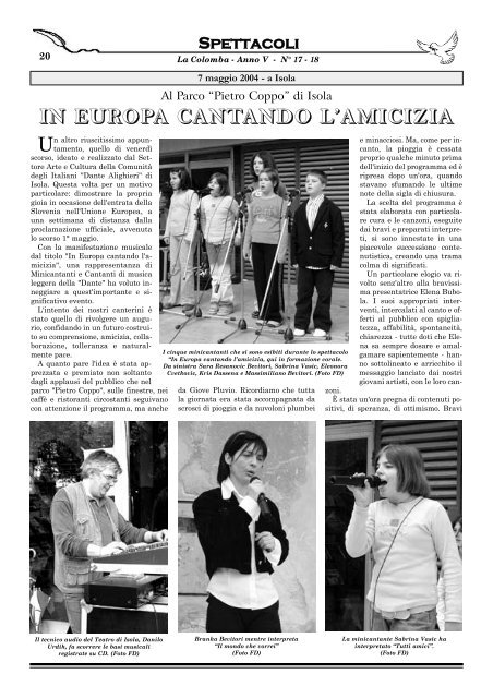 La Colomba n° 17 - Comunità degli Italiani “Dante Alighieri”