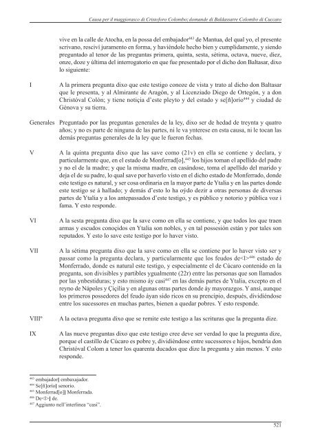 Causa per il Maggiorasco di Cristoforo Colombo - Cuccaro e Colombo