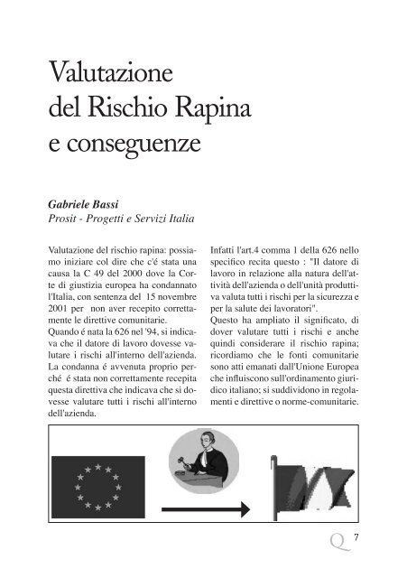 I quaderni della formazione: 4 - Valutazione del rischio rapina e ...