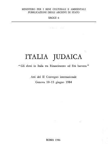 ITALIA JUDAICA - Direzione generale per gli archivi