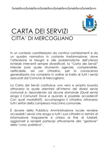 CARTA DEI SERVIZI - Città di Mercogliano