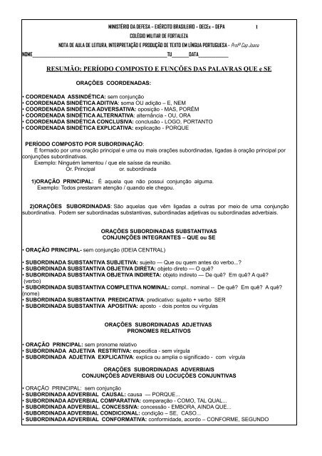 Pronomes Relativos e Suas Funções Sintáticas, PDF