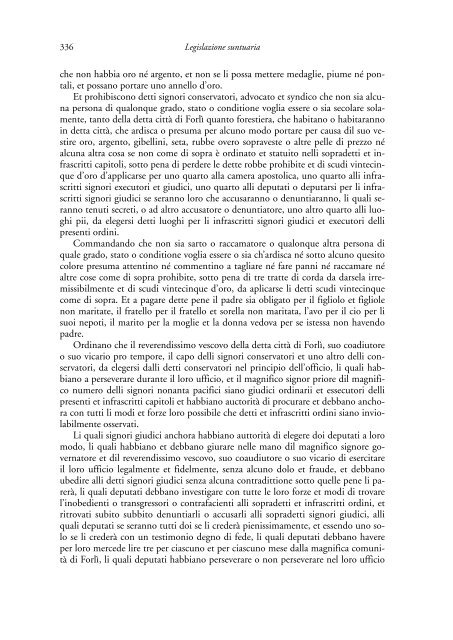 la legislazione suntuaria. secoli xiii-xvi. emilia-romagna - Direzione ...