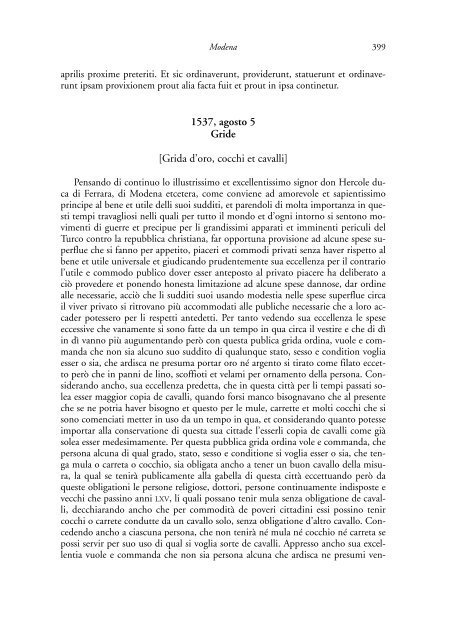 la legislazione suntuaria. secoli xiii-xvi. emilia-romagna - Direzione ...