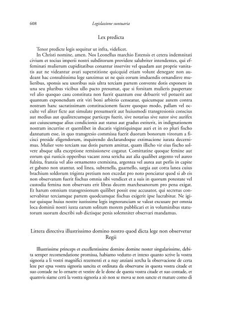 la legislazione suntuaria. secoli xiii-xvi. emilia-romagna - Direzione ...