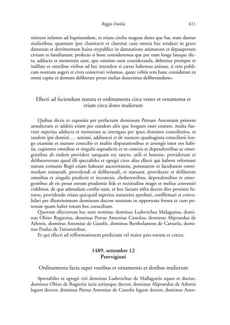 la legislazione suntuaria. secoli xiii-xvi. emilia-romagna - Direzione ...