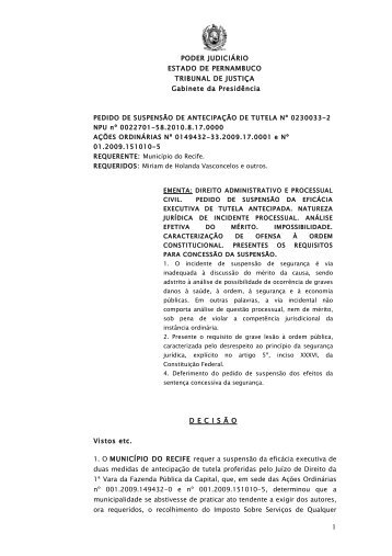 Decisão - Poder Judiciário de Pernambuco