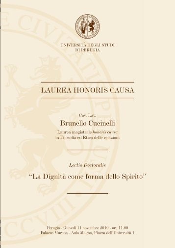 LAUREA HONORIS CAUSA Brunello Cucinelli “La Dignità come ...