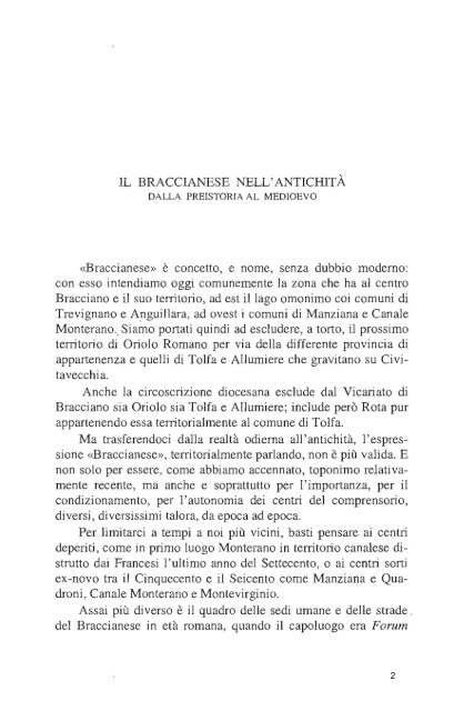 IL BRACCIANESE NELL' ANTICHITÀ - Associazione Forum Clodii