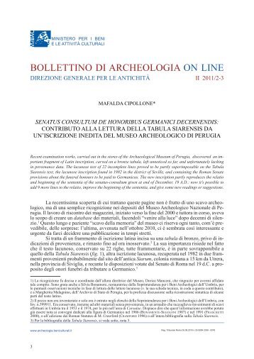 Tabula Siarensis - Bollettino di archeologia on line - Ministero per i ...