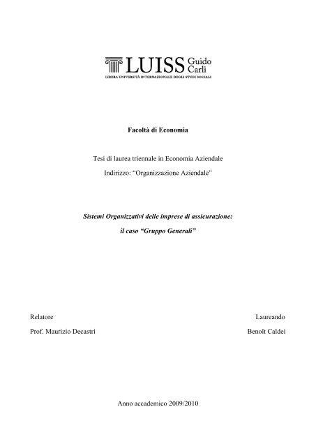 Esempi Di Tesi Di Laurea Triennale Economia