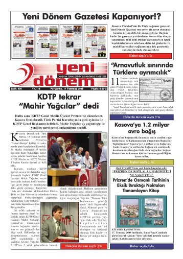 Yeni Dönem Gazetesi Kapanıyor!? - Kosova Prizrenliler Kültür ve ...