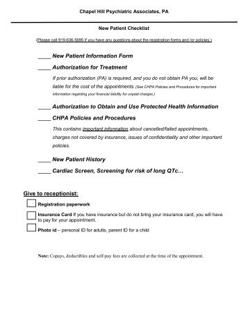 New Patient Registration - CHPA