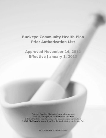 Buckeye Community Health Plan Prior Authorization List Approved ...