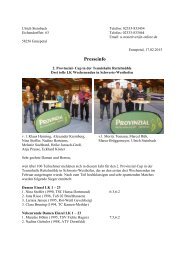 Presseinformation 2. Provinzial- Cup in der Tennishalle Rettelmühle