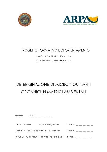 DETERMINAZIONE DI MICROINQUINANTI ... - ARPA Sicilia