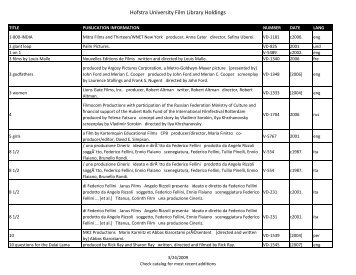 Hofstra University Film Library Holdings