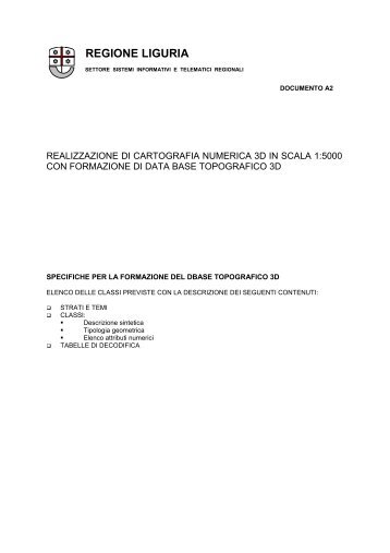 specifiche per la formazione del Dbase ... - Regione Liguria