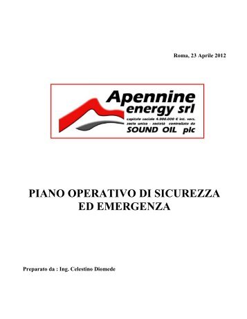 piano operativo di sicurezza ed emergenza - ambiente regione ...