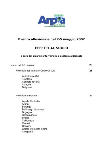 Analisi degli effetti al suolo - Arpa Piemonte