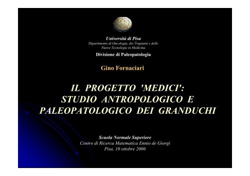 scarica la presentazione - Paleopatologia