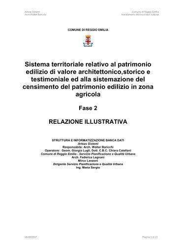 Relazione illustrativa - Comune di Reggio Emilia