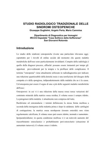 Studio Radiologico Tradizionale delle Sindromi Osteopeniche