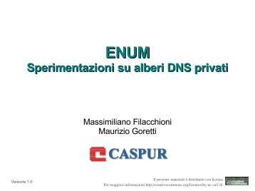 ENUM, Sperimentazioni su alberi DNS privati - Garr